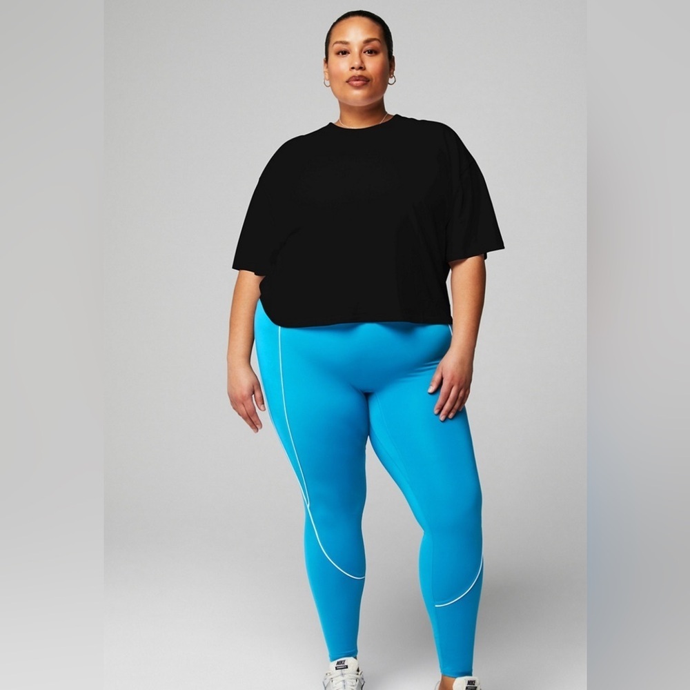 NEW Yitty Premium Slouchy Tee Shirt Black Boxy Crop Size 3X Cotton Blend NWT